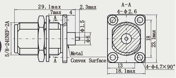 Nickel Plated N-KYFD1 Bulkhead Female Flange Mount RF Coaxial Connector for Stable Connection