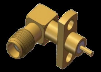 Right Angle SSMA Jack / Female RF Coaxial Connector 2 Hole Flange Mount with Screw 10-36UNS-2