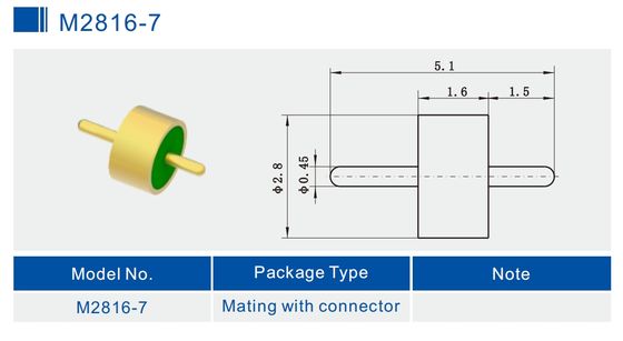 Full Radius Glass To Metal Seal Connectors RF Feedthroughs for Hermetic Packaging M2816-7
