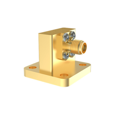 پوشش طلا WR42 BJ220 تا K2.92mm موج زنانه به آداپتور کوکس 17.6GHz ~ 26.7GHz K / BJ220-KF6