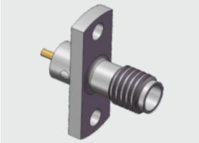 کانکتور میکرو استریپ کواکسیال RF SSMA ماده / جک با پایه فلنجی دو سوراخه از جنس استنلس استیل تا 18 گیگاهرتز با سطح محدب فلزی
