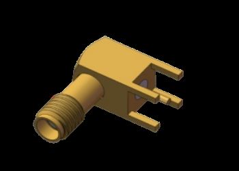 زاویه راست SSMA / Mini SMA زنانه / جک RF Coax Connector 4 Leg Through Hole Solder PCB تا 18GHz