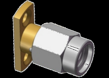 SSMA / Mini SMA Male Plug RF Coaxial Connector with 2 Hole Flange Mount Up to 18GHz