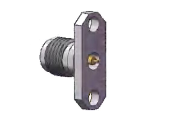 کانکتور RF نوع K با پوسته SS فرکانس 40 گیگاهرتز، جک مادگی 2.92 میلی‌متری، پایه فلنجی دو سوراخه، قطر پین 0.3 میلی‌متر، 0.4 میلی‌متر، 0.5 میلی‌متر، 0.7 میلی‌متر، 0.8 میلی‌متر، فاصله سوراخ‌های فلنج 12.2 میلی‌متر