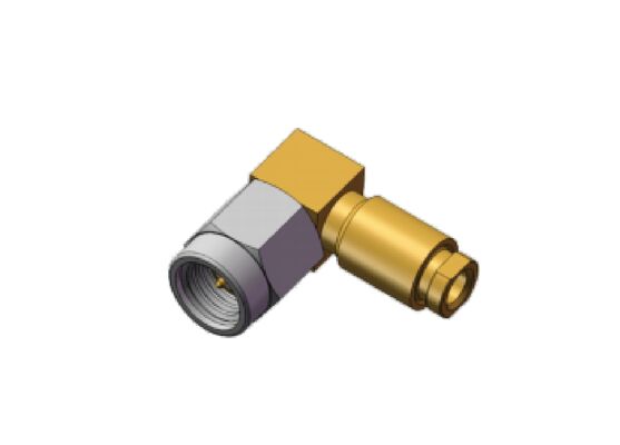 50Ω 18GHz Mini SMA Male Right Angle SSMA RF Coaxial Connector با هادی های مدفون به طلا