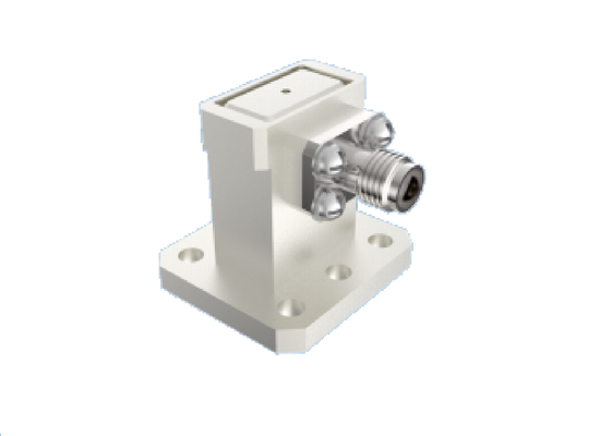 50Ω 15GHz ~ 22GHz WR 51 / BJ180 موج هدایت به 2.92mm آداپتور Ku / K باند زاویه راست ساختار اتصالات RF فضانوردی با VSWR پایین و از دست دادن ورودی پایین